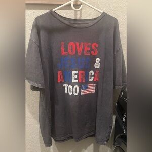 Size large. Oversized. Washed and worn 1x